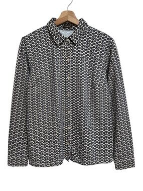J. McLaughlin Catalina Cloth Button Up Shirt Blouse Top Women Large Abstract